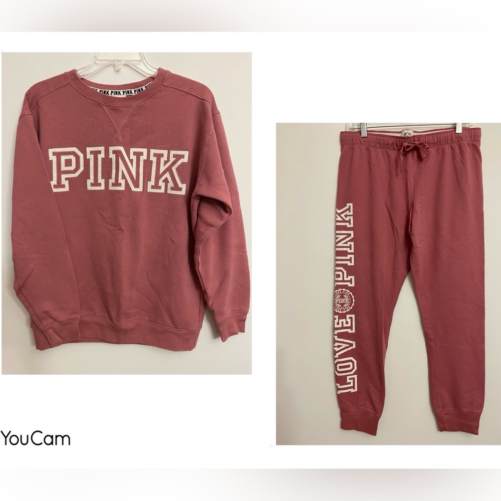 Pink 2016 set oversized XS sweatshirt & slim fit sz L jogger sweatpants mauve